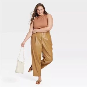 A New Day pleated cropped faux leather pants.